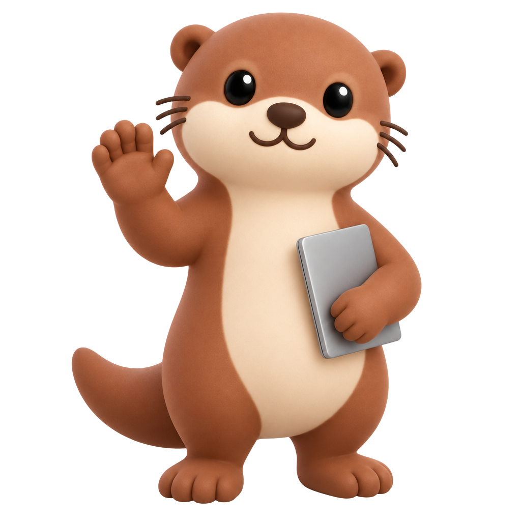 Tobin the otter waving